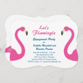 Roze Flamingo Verlovingsfeest Uitnodiging (Voorkant / Achterkant)