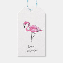 Roze Flamingo Verzorgde Persoonlijke Cadeaulabel