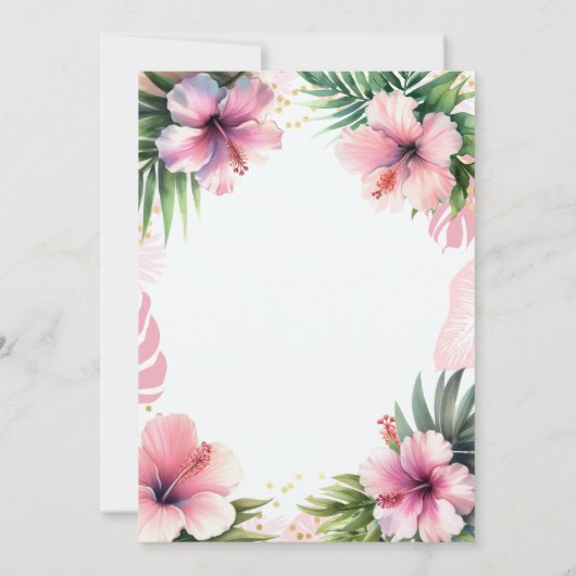 Roze Flamingo Vet Tropisch Roze Meisje Baby shower Kaart (Achterkant)