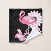 Roze Flamingo Vibes Alleen Zwart & Wit Gestreept Bad Handdoek (Wasdoekje)