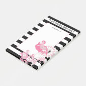 Roze Flamingo Vibes Alleen Zwart & Wit Gestreept Post-it® Notes (Schuin)