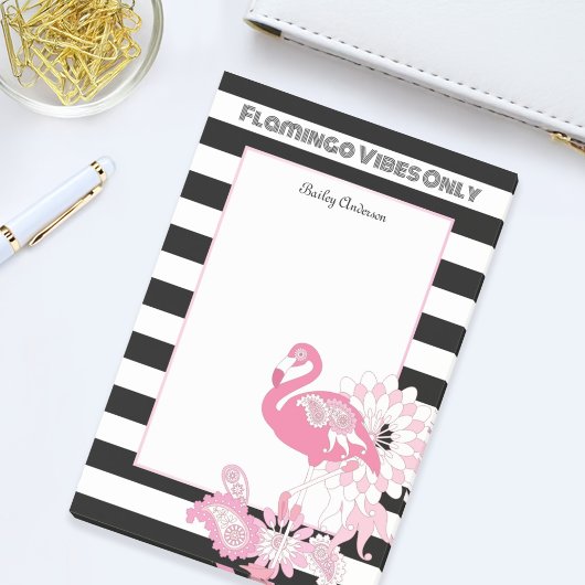 Roze Flamingo Vibes Alleen Zwart & Wit Gestreept Post-it® Notes