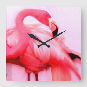Roze Flamingo Vierkante Klok