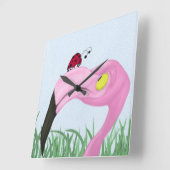  roze flamingo vierkante klok (Hoek)