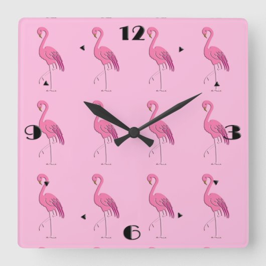  roze flamingo vierkante klok (Voorkant)