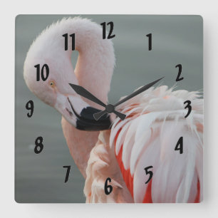 roze flamingo vierkante klok