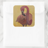 ROZE FLAMINGO VIERKANTE STICKER (Tas)