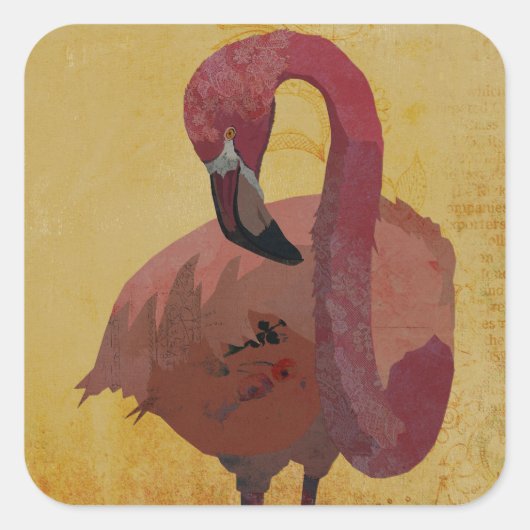 ROZE FLAMINGO VIERKANTE STICKER (Voorkant)