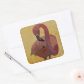 ROZE FLAMINGO VIERKANTE STICKER (Envelop)