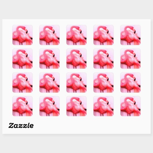 Roze Flamingo Vierkante Sticker (Vel)