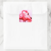 Roze Flamingo Vierkante Sticker (Tas)