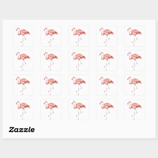 Roze Flamingo Vierkante Sticker (Vel)