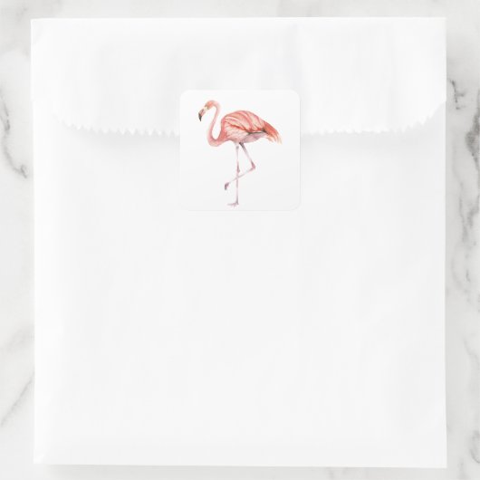 Roze Flamingo Vierkante Sticker (Tas)
