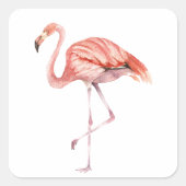 Roze Flamingo Vierkante Sticker (Voorkant)