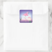 Roze Flamingo Vierkante Sticker (Tas)