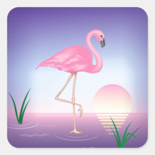 Roze Flamingo Vierkante Sticker