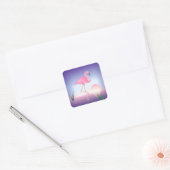 Roze Flamingo Vierkante Sticker (Envelop)