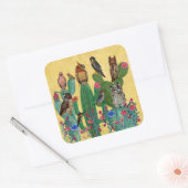 ROZE FLAMINGO VIERKANTE STICKER (Envelop)