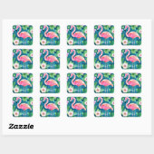 Roze Flamingo Vierkante Sticker (Vel)
