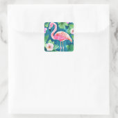 Roze Flamingo Vierkante Sticker (Tas)