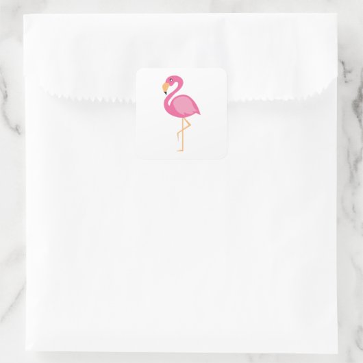 Roze Flamingo Vierkante Sticker (Tas)