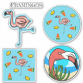 Roze Flamingo Vinyl Stickers (Voorkant)
