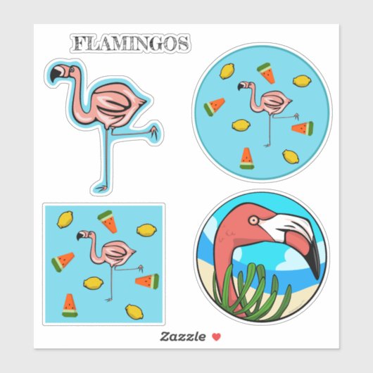 Roze Flamingo Vinyl Stickers (Vel)
