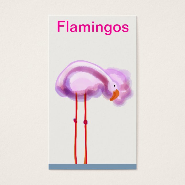 Roze flamingo visitekaartjes (Voorkant)