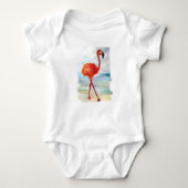 Roze Flamingo Vogel Baby Jersey Bodysuit (Voorkant)