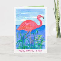 Roze flamingo vogel gelukkige verjaardag