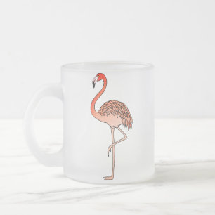 Roze Flamingo Vogel Lijnkunst-57567 Koffiemok Matglas Koffiemok