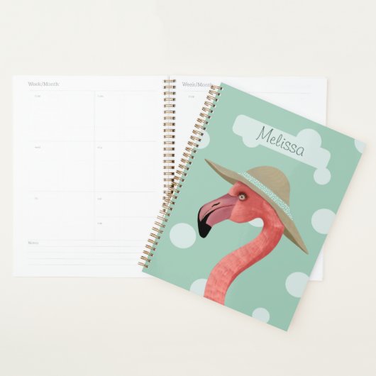 Roze Flamingo Vogel Speelse Polka Dots Planner (Display)