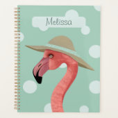 Roze Flamingo Vogel Speelse Polka Dots Planner (Voorkant)