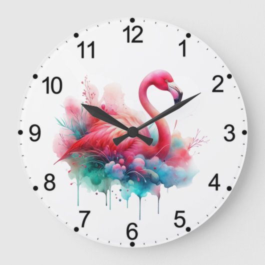Roze Flamingo Vogel Sublimatie Grote Klok (Voorkant)