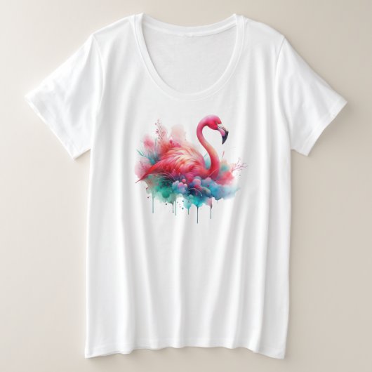 Roze Flamingo Vogel Sublimatie Grote Maat T-shirt (Design voorkant)