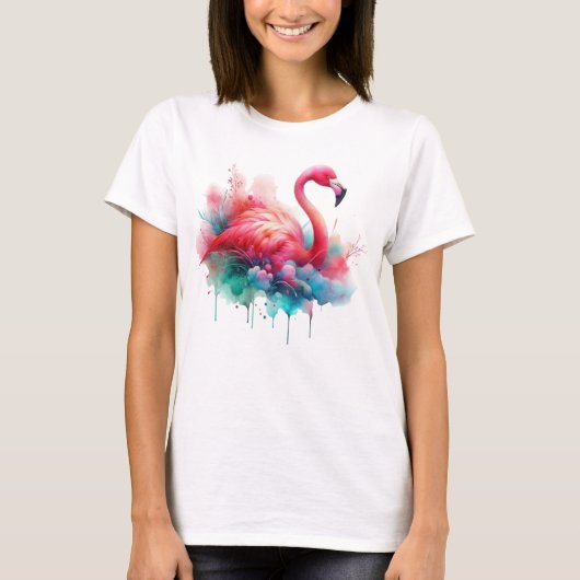 Roze Flamingo Vogel Sublimatie T-shirt (Voorkant)
