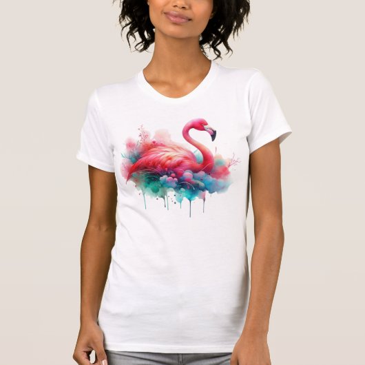 Roze Flamingo Vogel Sublimatie T-shirt (Voorkant)