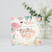 Roze Flamingo Vogel Tropisch Verjaardagsfeest Kaart (Staand voorkant)