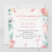 Roze Flamingo Vogel Tropisch Verjaardagsfeest Kaart (Achterkant)