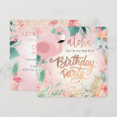 roze flamingo vogel tropisch verjaardagsfeestje op kaart (Voorkant / Achterkant)