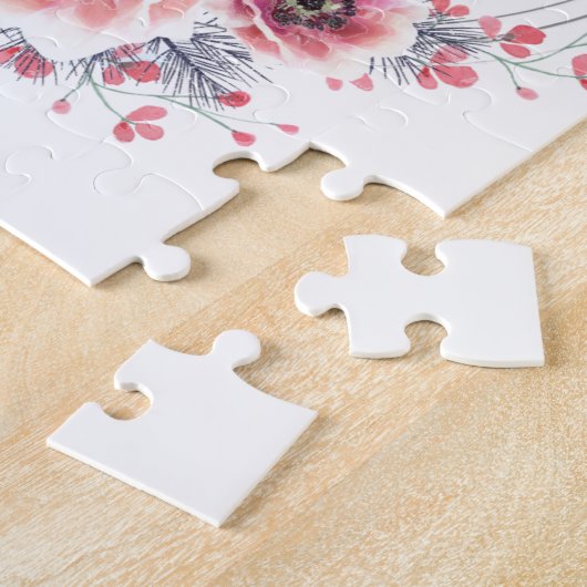 Roze Flamingo, vogel, waterverf Jigzaag Puzzle Legpuzzel (Zijkant)