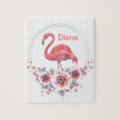 Roze Flamingo, vogel, waterverf Jigzaag Puzzle Legpuzzel (Verticaal)