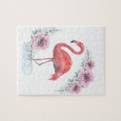 Roze Flamingo, vogel, waterverf Jigzaag Puzzle Legpuzzel (Horizontaal)