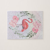 Roze flamingo, vogel, waterverf legpuzzel (Horizontaal)