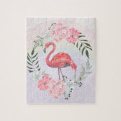 Roze flamingo, vogel, waterverf legpuzzel (Verticaal)