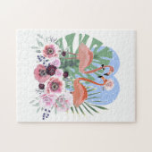 Roze flamingo, vogel, waterverf legpuzzel (Horizontaal)