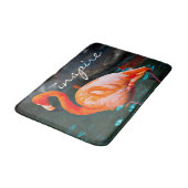 Roze Flamingo Vogelfoto Inspireren Quote Modern Badmat (Gekanteld)