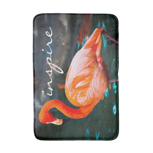 Roze Flamingo Vogelfoto Inspireren Quote Modern Badmat (Voorkant Verticaal)