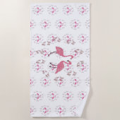 Roze Flamingo Vogelkunst Strandlaken (Voorkant)