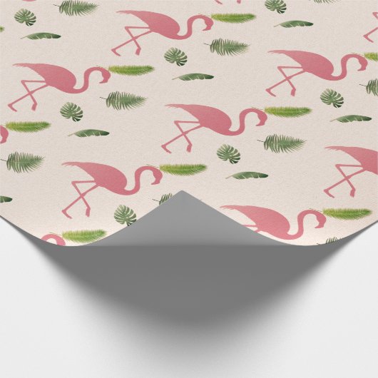 Roze Flamingo Vogelpatroon Cadeaupapier (Hoek)
